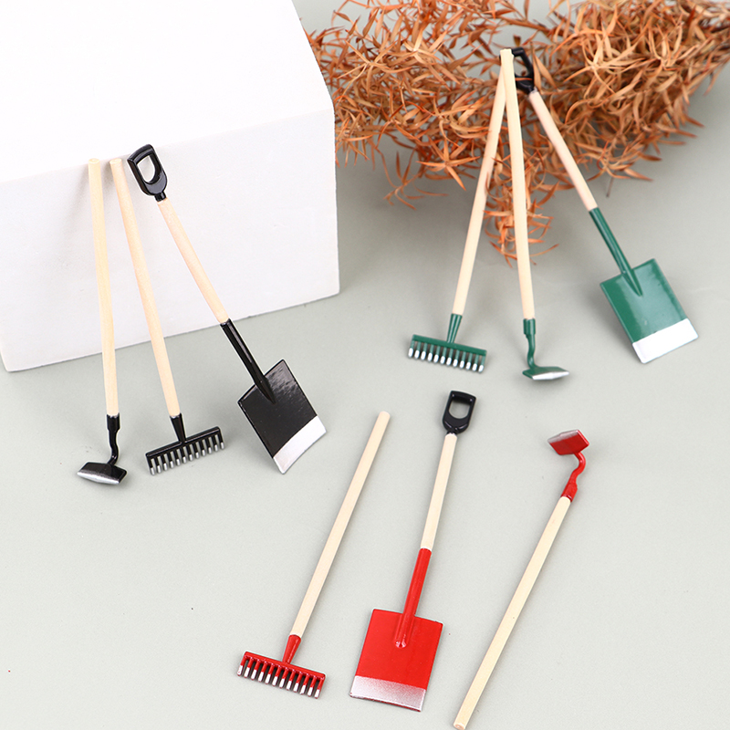 Gardening Tools Hoe - 3 peças 1:12 casa de bonecas