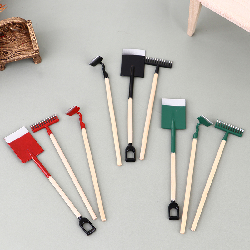 3 peças 1:12 casa de bonecas e - Gardening Tools Hoe avaliação e preço