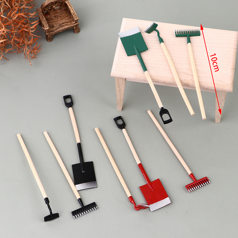 3 peças 1:12 casa de bonecas e - Gardening Tools Hoe avaliação e preço