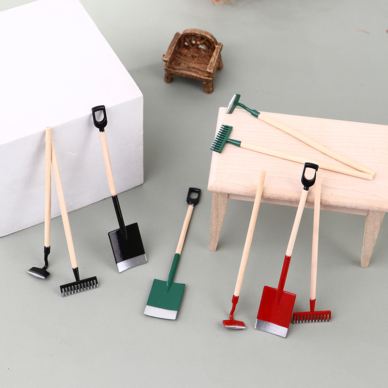 3 peças 1:12 casa de bonecas e - Gardening Tools Hoe avaliação e preço